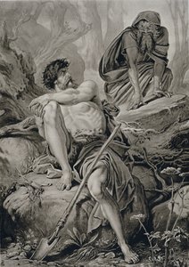 Timon och Apemantus, från Timon av Aten av William Shakespeare (1564-1616) av English School