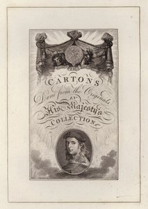 Titelsida för kartonger gjorda från originalen i Hans Majestäts samling (gravyr) av English School