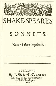 Titelsida till Shakespeares sonetter, 1609 av English School