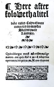 Titelsida för Colin Cloute av John Skelton, publicerad ca 1550 (tryckt papper) av English School