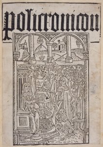 Titelsida från Polychronicon av Ranulf Higden (d.1364) tryckt av Wynkyn de Worde, 1495 av English School