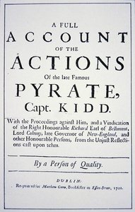 Titelsida på ett liv av piratkapten William Kidd, publicerad i London 1701 (litho) av English School