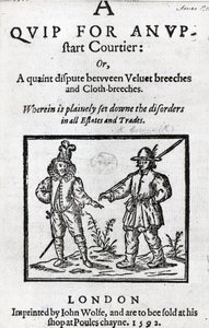 Titelsida för A Quip for an Upstart Courtier av Robert Greene, 1592 av English School