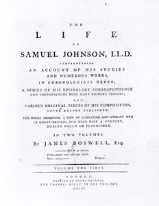 Titelsida, från The Life of Samuel Johnson av James Boswell (1740-1795) av English School
