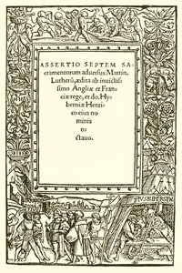Titelsidan på Henrik VIII:s bok mot Luther av English School
