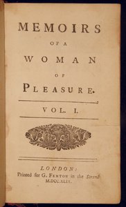 Titelsidan för "Memoirs of a Woman of Pleasure" av John Cleland av English School