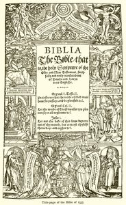 Titelsidan av Bibeln från 1535 av English School