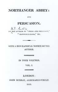 Titelsida till Northanger Abbey and Persuasion av Jane Austen, första upplagan, 1818 av English School