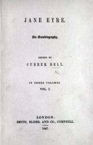 Titelsida till den första upplagan av Jane Eyre av Charlotte Bronte, 1847 (tryckt) av English School