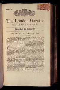 Titelsidan för "The London Gazette" av English School