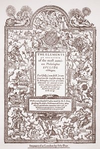Titelsida för tidig översättning av Euklids element, tryckt av John Day, London, 1570-71 av English School