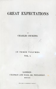 Titelsida till Great Expectations av Charles Dickens, första upplagan, 1861 (tryck) av English School