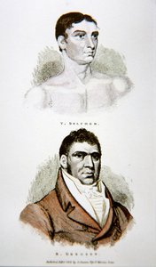 Tom Belcher och Gregson, från ett tryck publicerat 1813 (lito i färg) av English School