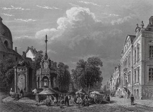 Rådhus och marknadsplats, Liege (gravyr) av English School