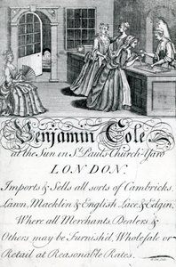 Trade Card, Benjamin Cole, London-handlare (gravyr) av English School