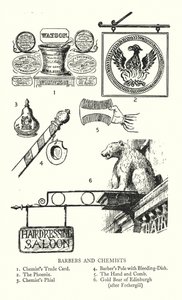 Handelstecken: Barberare och kemister (litho) av English School