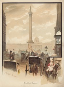 Trafalgar Square, London (chromolitho) av English School