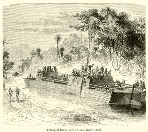 Transportpråm på James River Canal (gravyr) av English School