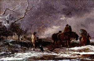 Resenärer i en snöstorm av English School