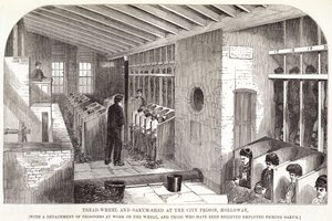 Tread-Wheel and Oakum-Shed at the City Prison, Holloway, från The Criminal Prisons of London and Scenes of Prison Life av Henry Mayhew (1812-87) och John Binny, 1862 av English School