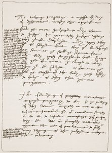 Avhandling av Latimer i hans egen handstil, som bestrider doktrinen om transsubstantiation, med marginalanteckningar i Henry VIIIs skrift, från The Church of England: A History for the People av H.D.M. Sp