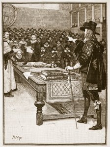 Trial of Charles, illustration från Cassells Illustrated History of England (sepiafoto) av English School