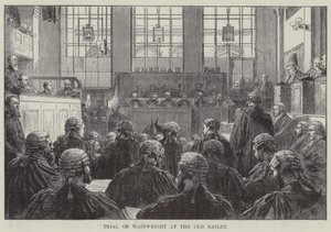 Rättegången mot Wainwright vid Old Bailey (gravyr) av English School