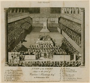 Rättegång mot Warren Hastings i Westminster Hall av English School