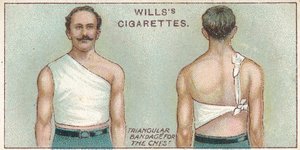 Triangulärt bandage för bröstet, nr. 37 från First Aid-serien med Willss Cigarettes-kort, 1913 av English School