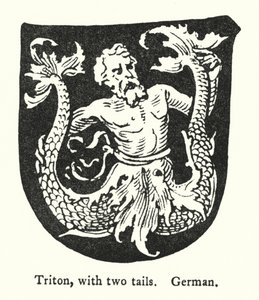 Triton, med två svansar, tysk (gravyr) av English School
