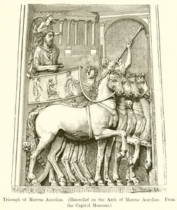 Marcus Aurelius triumf. (Bas-relief på Marcus Aurelius båge. Från Capitol Museum) av English School