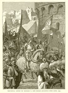 Richard I:s och Philip Augustus triumferande intåg i Acre, 1191 av English School