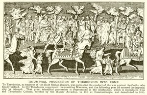 Theodosius triumftåg in i Rom av English School