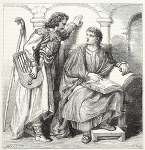 Trubadur och Barbe, illustration från The History of Protestantism av James Aitken Wylie (1808-1890), pub. 1878 av English School