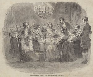 Tolfte natten i Frankrike, "Kungen dricker" (gravyr) av English School