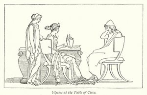 Ulysses vid Circe-bordet (litho) av English School