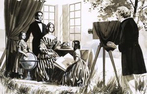 Oidentifierad familj fotograferas av English School