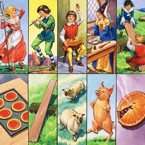 Oidentifierat montage av barnramsfigurer av English School