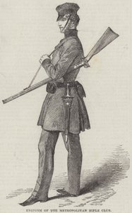 Uniform från Metropolitan Rifle Club (gravyr) av English School