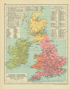 Förenade kungarikets parlamentariska representation före och efter 1832 (färglitografi) av English School