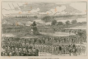 Avtäckning av statyn av Sir James Outram i Calcutta av English School