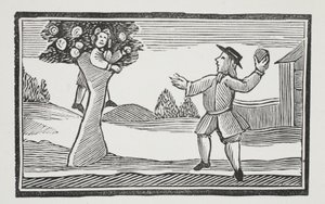 Upp i trädet hur gets, illustration från Chap-books of the Eighteenth Century av John Ashton, pub. 1882 av English School