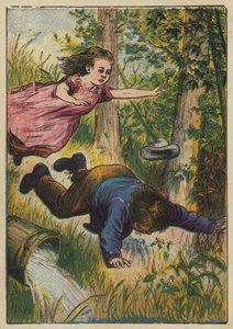 Uppför backen och ner (färg litho) av English School