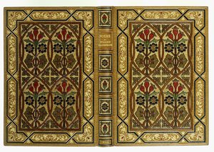 Övre och undre omslag, med blommor i art nouveau interlaced geometriska mönster, 1893 av English School