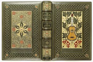 Övre och undre omslag, med gitarr och blommönster, 1843 av English School