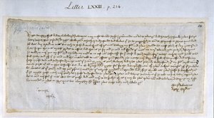 Alla hjärtans brev från Margery Brews till John Paston III, februari 1477 (penna och bläck på papper) av English School