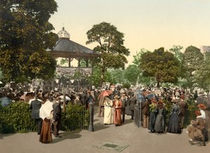 Valley Gardens, Harrogate, pub. 1900 (färglitografi) av English School