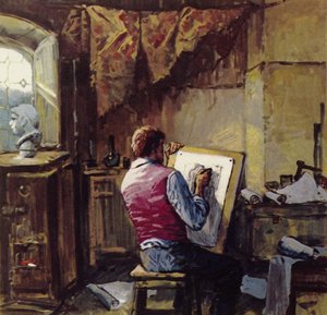 Van Gogh lämnade sitt missionsarbete vid gruvorna och började teckna i Bryssel av English School