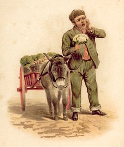 Grönsaksförsäljare (chromolitho) av English School