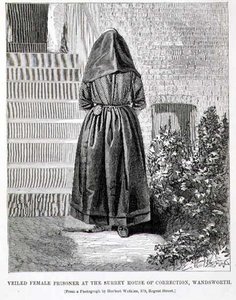 Veiled Female Prisoner at Surrey House of Correction, Wandsworth, från "The Criminal Prisons of London and Scenes of Prison Life" av Henry Mayhew (1812-87) och John Binny av English School